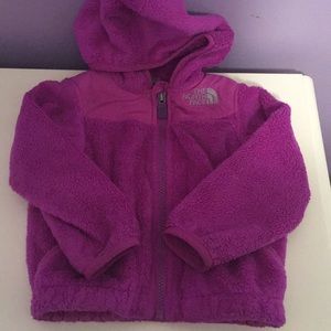 Fuscia hooded North Face full zip fleece